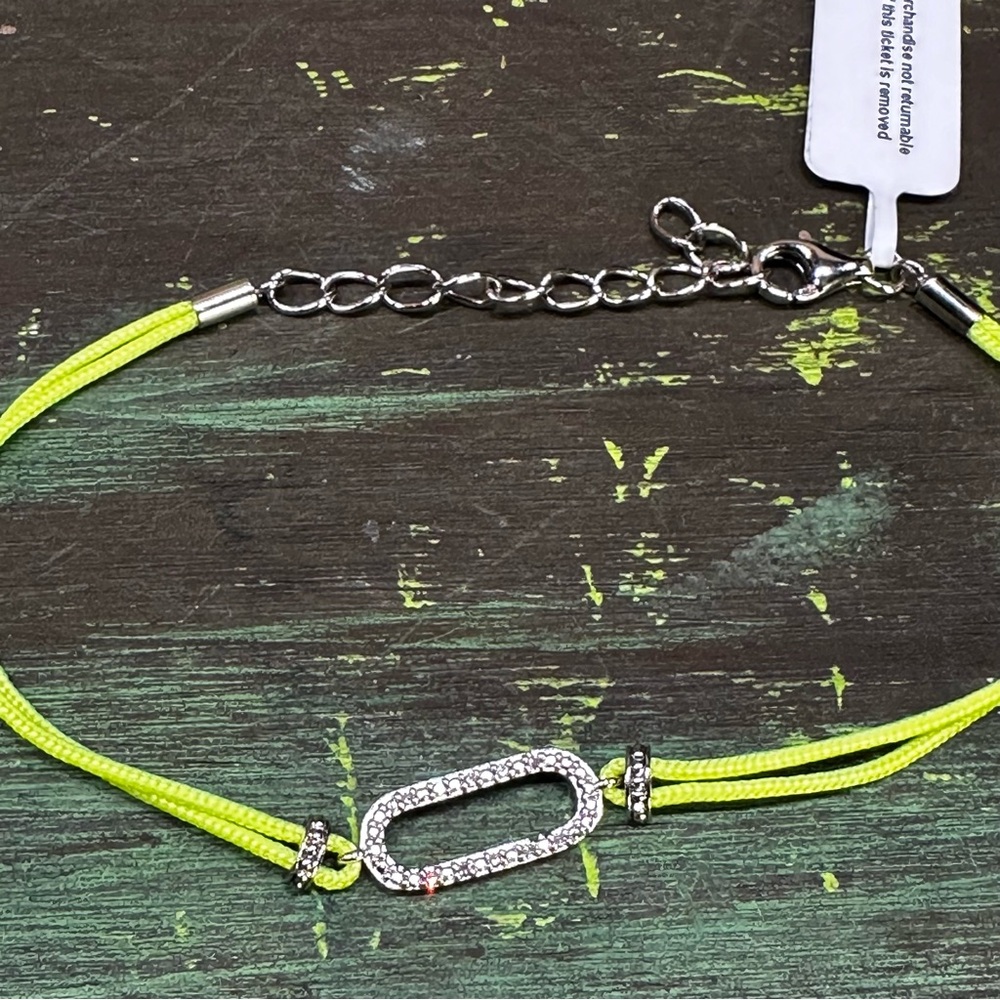 Diamond and sterling silver cord bracelet in bright yellow friendship - Picture 10 of 11